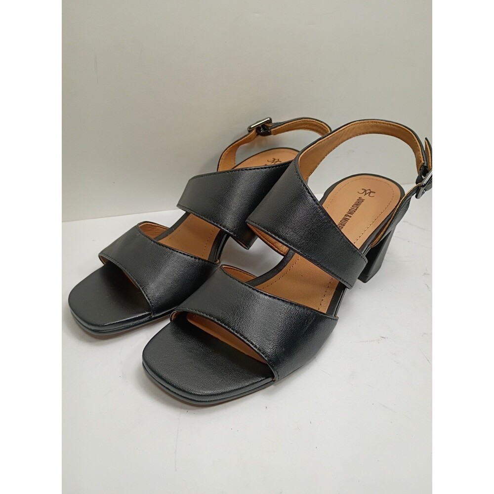 Johnson and Murphy Asymmetrical Everly Black Leather Sandals size 6M Excellent